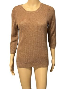 The Limited Classic Crewneck 3/4 Sleeve Women's Sweater - Camel Size S